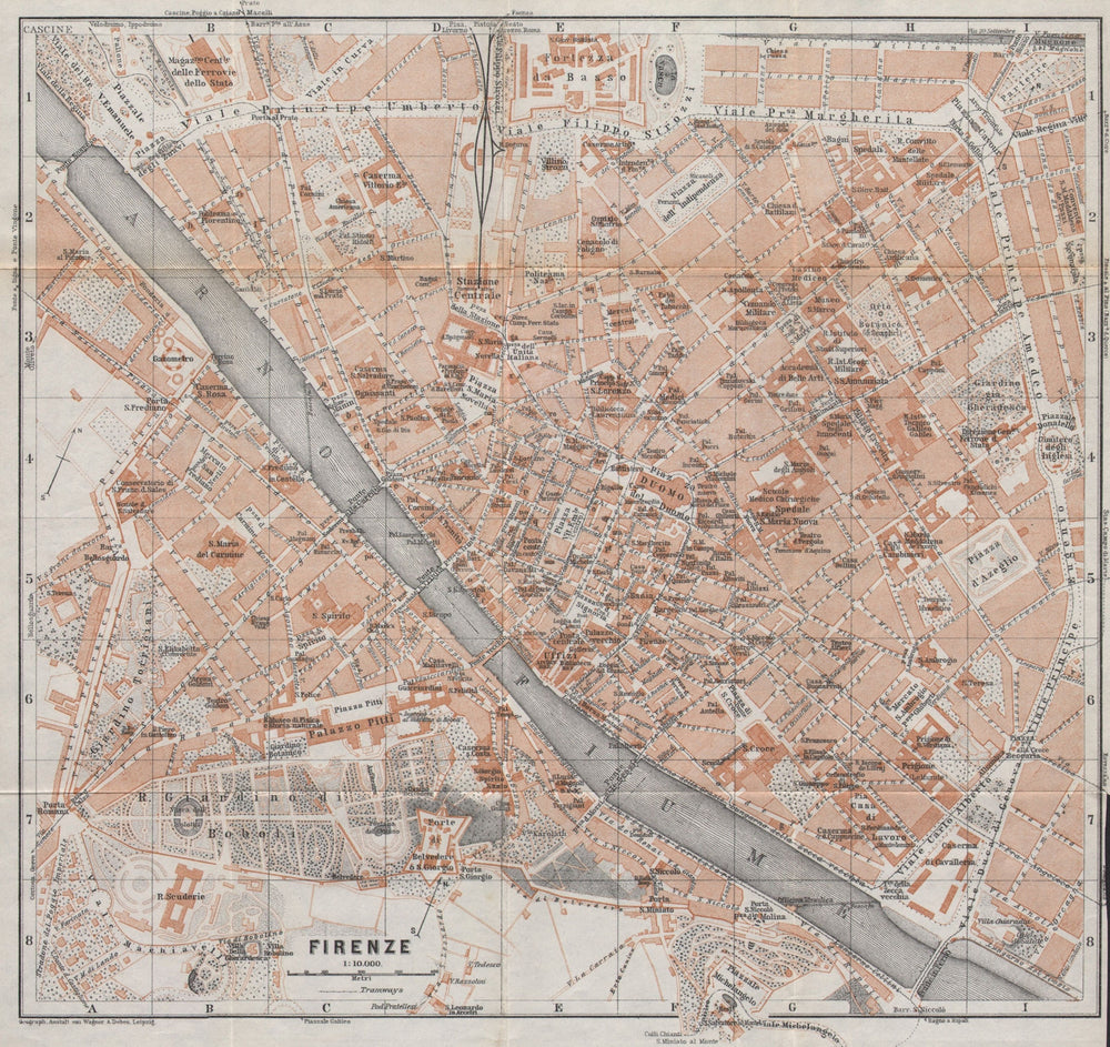 FIRENZE FLORENCE antique town city plan piano urbanistico. Italy mappa 1913