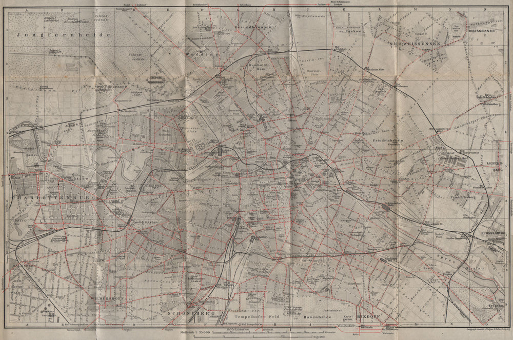 BERLIN STRAßENBAHNNETZ. Tramway network. town city stadtplan karte 1904 map