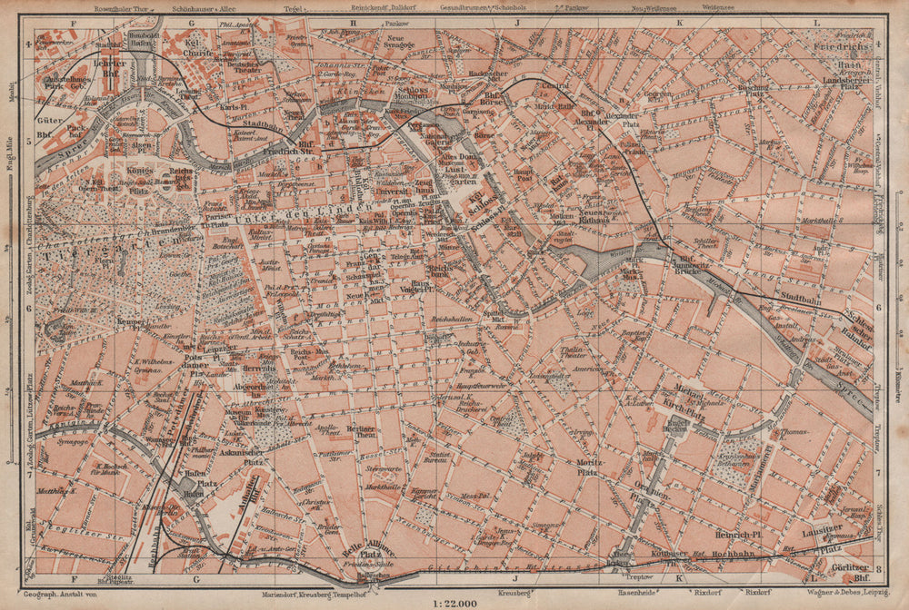 BERLIN CITY CENTRE town stadtplan Public buildings Öffentliche Gebäude 1904 map