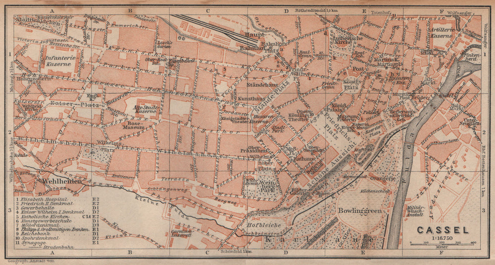 KASSEL CASSEL antique town city stadtplan. Hesse. Germany karte 1904 old map