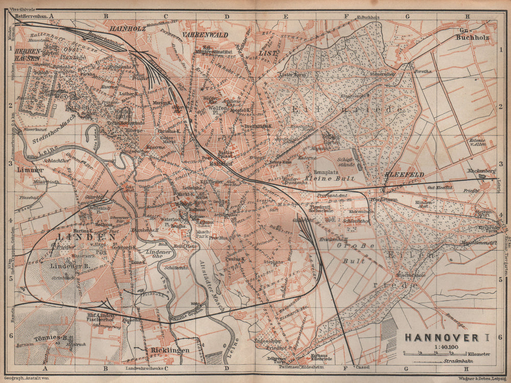HANNOVER antique town city stadtplan I. Hanover. Lower Saxony karte 1904 map