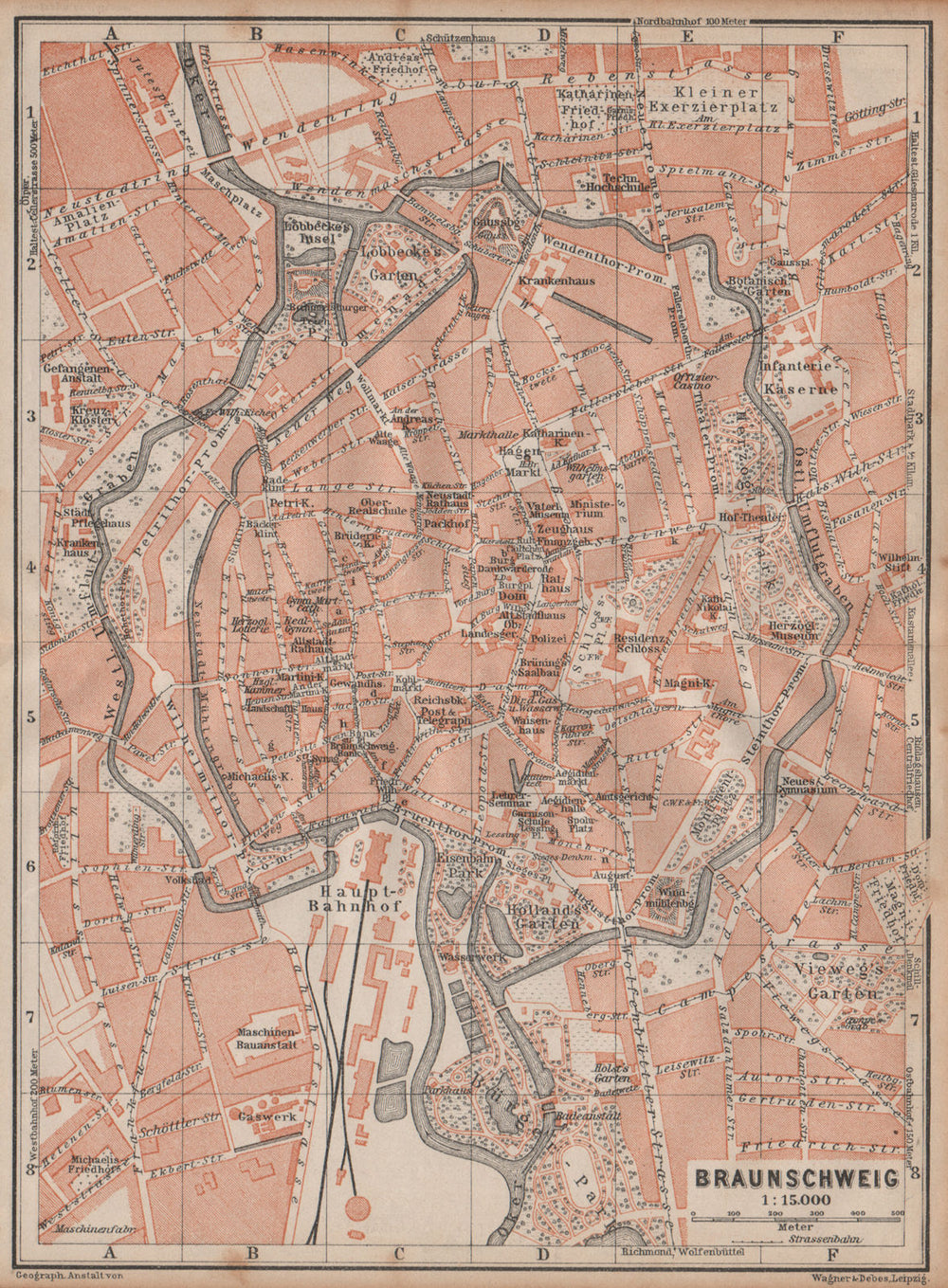 BRAUNSCHWEIG town city stadtplan. Brunswick. Lower Saxony karte 1904 old map