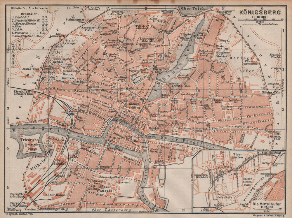 KÖNIGSBERG KALININGRAD town city stadtplan. Калининград. Russia 1904 old map