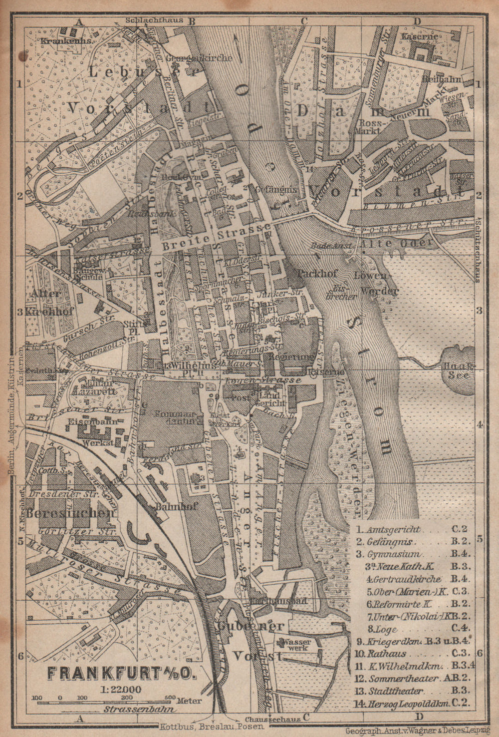 FRANKFURT AN DER ODER antique town city stadtplan. Hessen karte 1904 old map