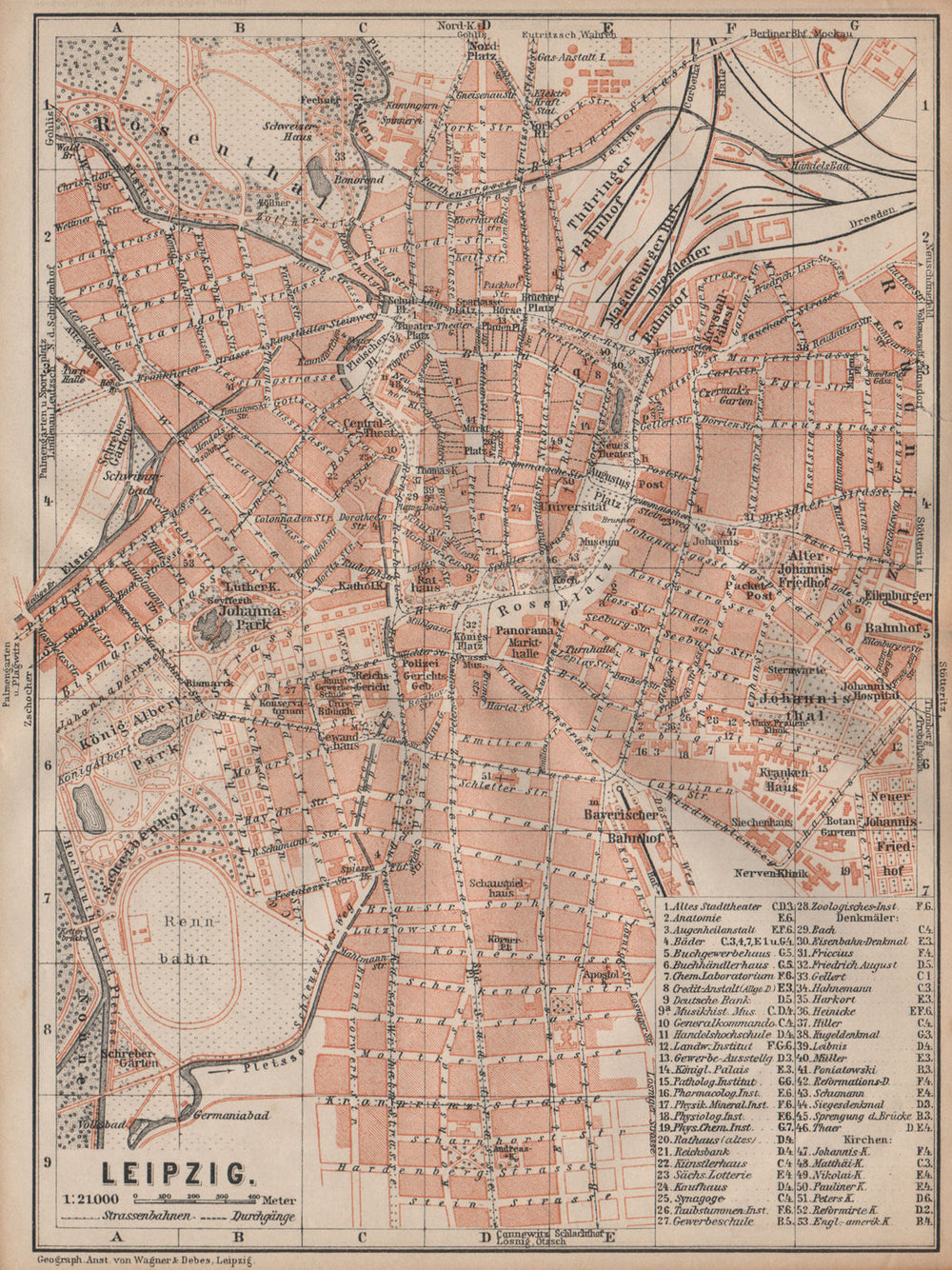 LEIPZIG antique town city stadtplan. Saxony karte. BAEDEKER 1904 old map