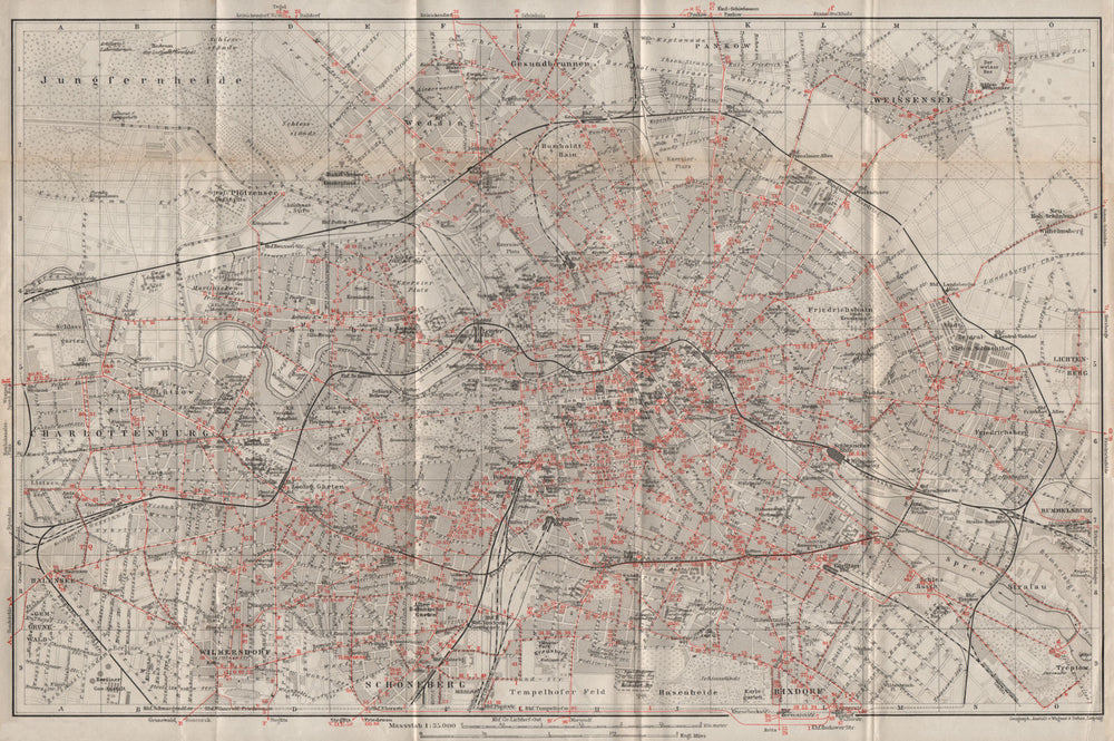 BERLIN STRAßENBAHNNETZ. Tramway network. town city stadtplan karte 1910 map