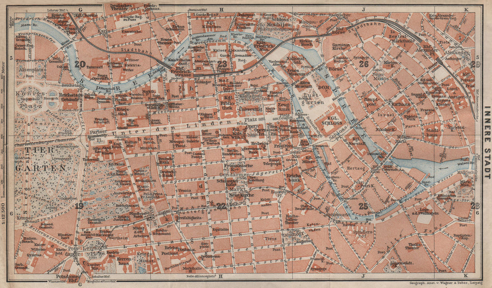 BERLIN CENTRE INNERE STADT plan. Public buildings. Öffentliche Gebäude 1910 map