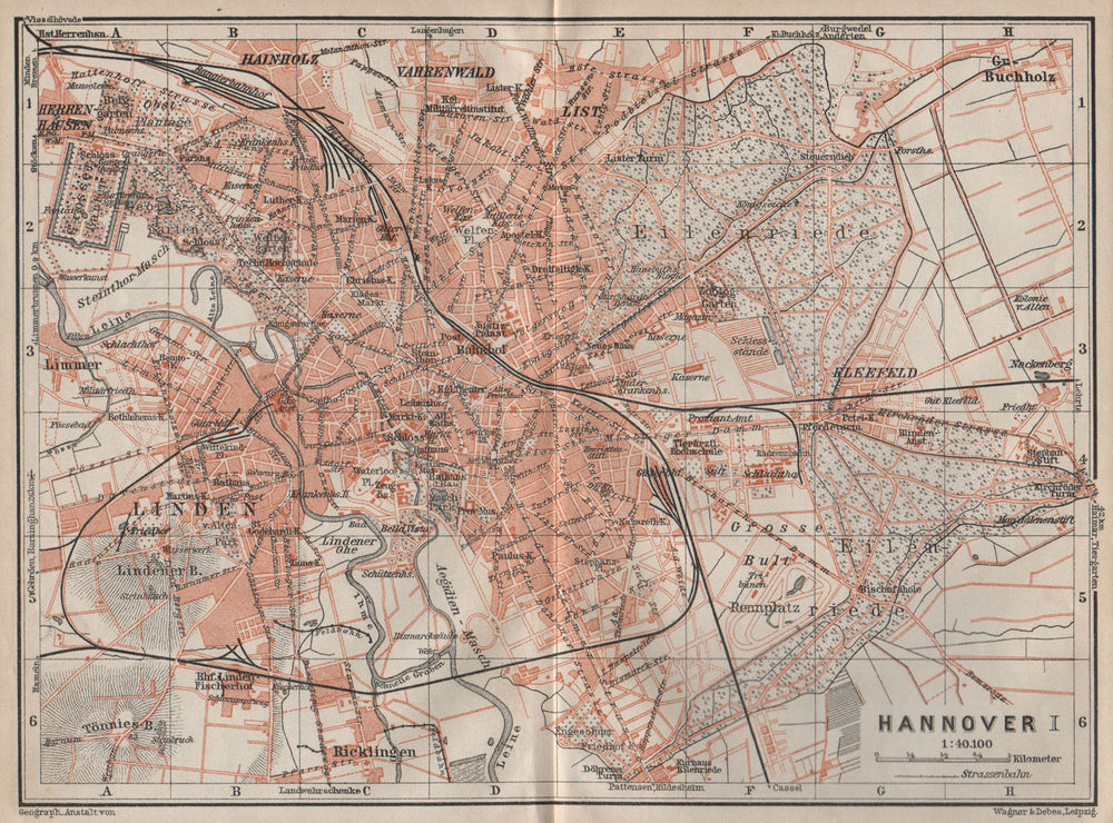 HANNOVER antique town city stadtplan I. Hanover. Lower Saxony karte 1910 map