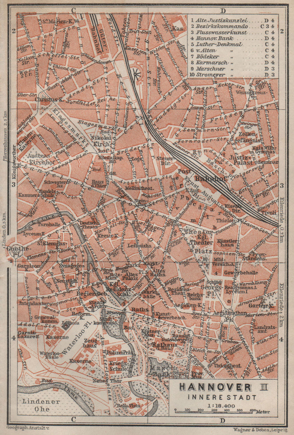 HANNOVER INNERE STADT town city plan II. Hanover. Lower Saxony karte 1910 map