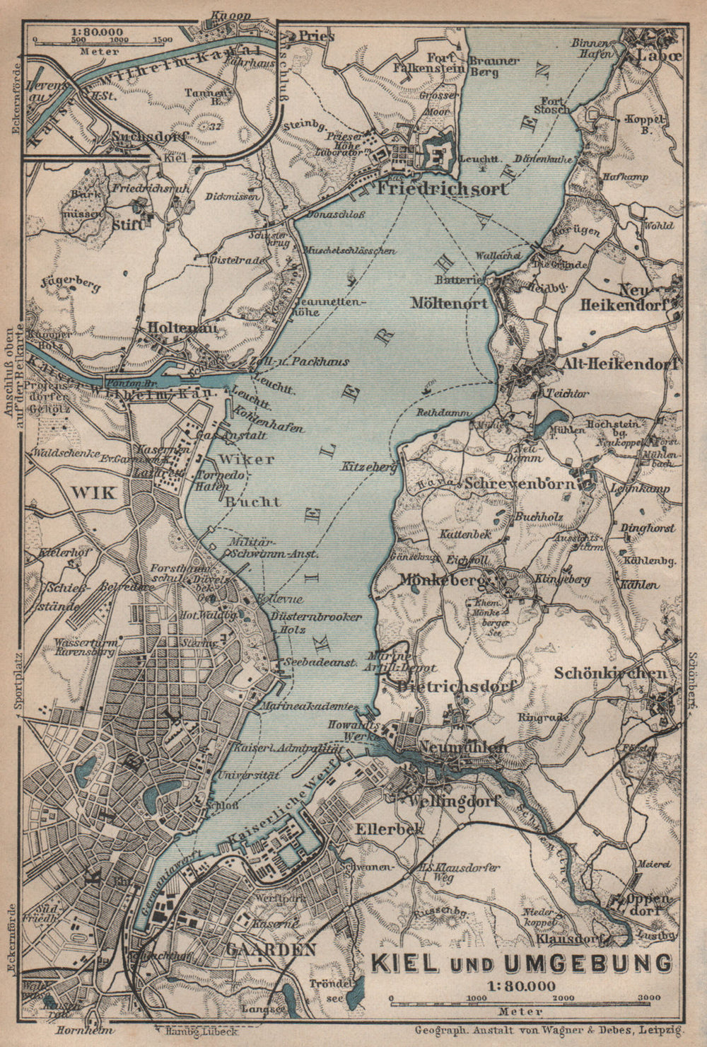 KIEL & umgebung. KIELER FÖRDE/Hafen. Friedrichsort. Schleswig-Holstein 1910 map