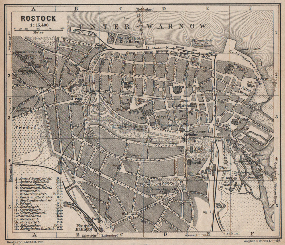 ROSTOCK antique town city stadtplan. Mecklenburg-Vorpommern karte 1910 old map