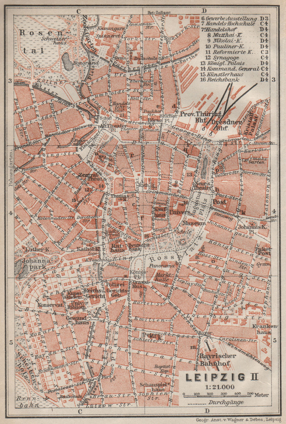 LEIPZIG antique town city stadtplan II. Saxony karte. BAEDEKER 1910 old map