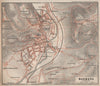 MARBURG antique town city stadtplan. Hessen karte. BAEDEKER 1910 old map