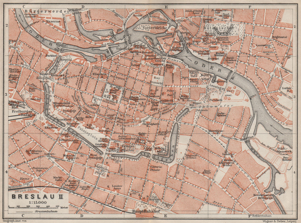 BRESLAU WROCŁAW antique town city plan miasta II. Wroclaw. Poland mapa 1910