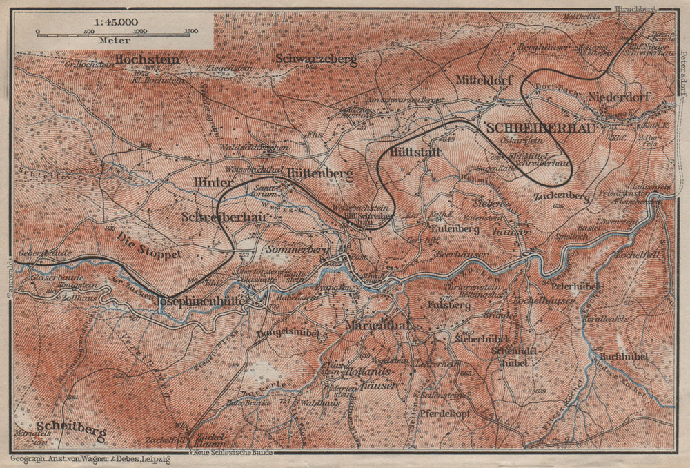 SZKLARSKA POREBA environs. Schreiberhau Szklarska Poręba Silesia Poland 1910 map