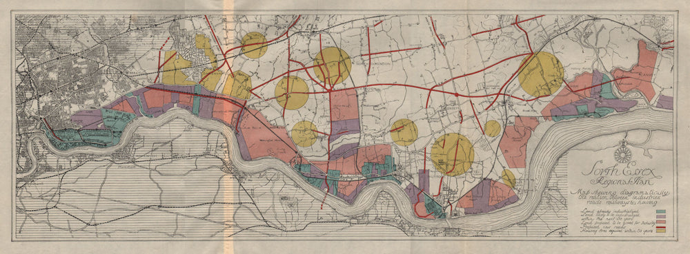 SOUTH ESSEX REGIONAL PLAN. Industrial residential zoning roads railways 1931 map