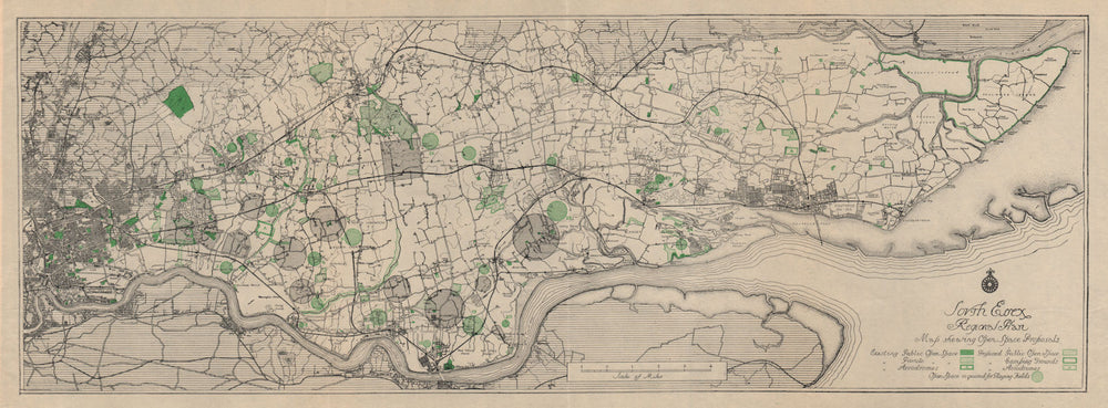 SOUTH ESSEX REGIONAL PLAN open space proposals. Parks camp sites 1931 old map