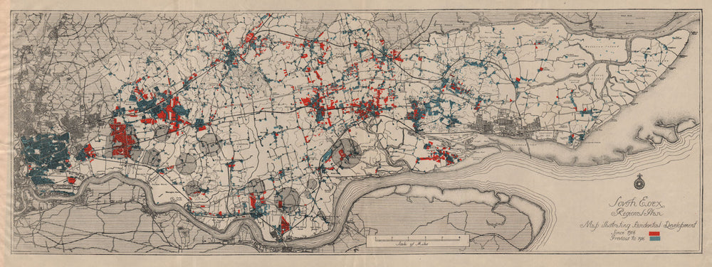 SOUTH ESSEX REGIONAL PLAN. Residential development <1916 & since 1916 1931 map