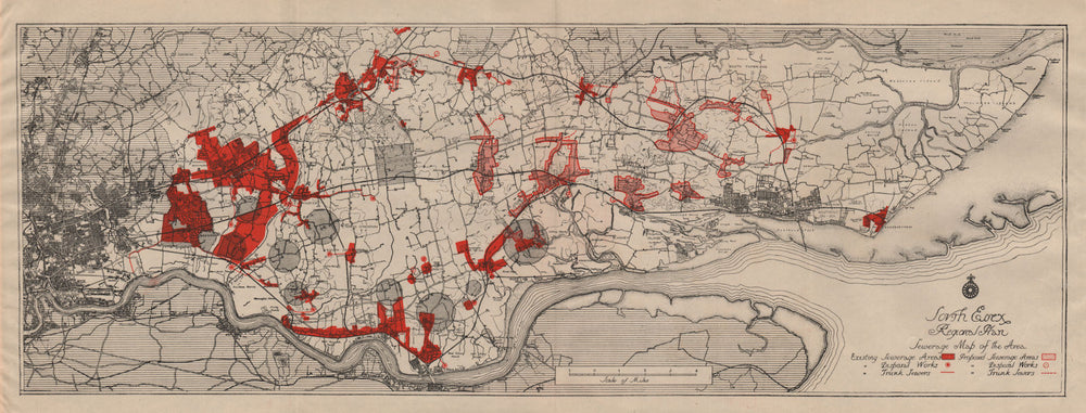 SOUTH ESSEX REGIONAL PLAN. Sewerage map. Treatment works existing/proposed 1931