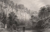 Hawthornden Castle. Midlothian. Scotland. ALLOM c1840 old antique print