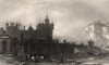 Heriot's Hospital/School from Greyfriars Kirk churchyard, Edinburgh. ALLOM c1840