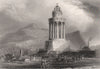 Burns Monument on the Calton Hill, Edinburgh. Scotland. MOSSMAN c1840 print