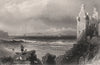Isle of Arran from Greenan Castle. Ayrshire. Scotland. BARTLETT c1840 print