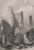 Kelso Abbey. Roxburghshire. Scotland. ALLOM c1840 old antique print picture
