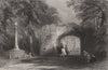 Market cross and Palace Gate, Scone. Perthshire. Scotland. ALLOM c1840 print