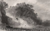 Corra Lynn. Falls of the Clyde, Lanarkshire. Corra Linn. Scotland. ALLOM c1840