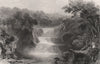 Stonebyres Linn, Third Falls of the Clyde. Lanarkshire. Scotland. ALLOM c1840