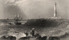 Girdleness light house, Aberdeen. Scotland. BARTLETT c1840 old antique print