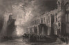 Destruction of Elgin Cathedral by the Wolf of Badenoch, 1390. ALLOM c1840