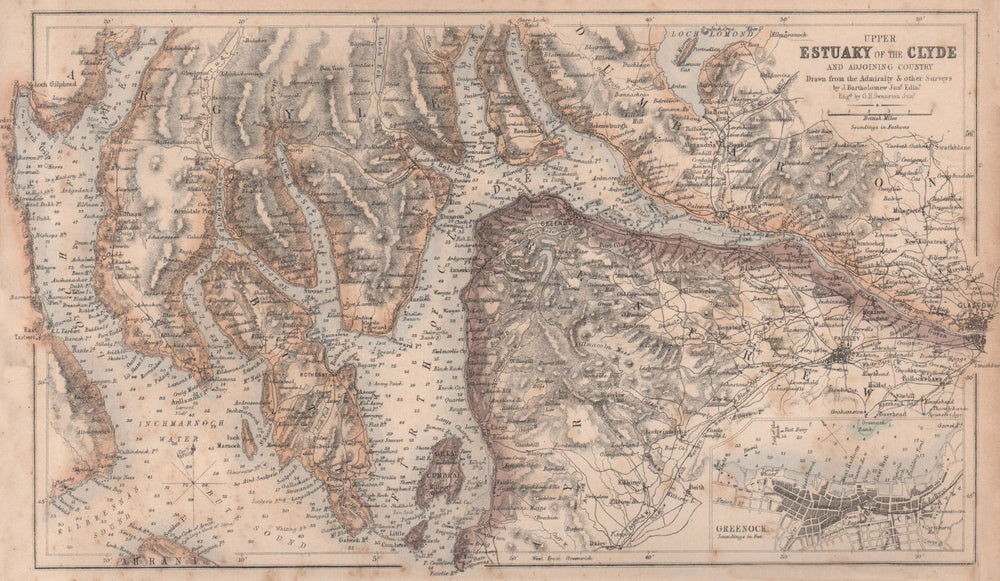 Chart of the Upper Clyde Estuary. Greenock plan. Admiralty/SWANSTON 1868 map