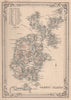 Decorative antique map of the Orkney Islands, Scotland. FULLARTON 1868 old