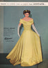 Michael Sherard Celanese Duchess Satin gown. Fashion advert. BRITISH VOGUE 1955