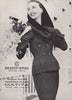 Matita. Dickins & Jones. Tessellated Tweed suit. Ring stole. Fashion advert 1955