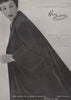 A coat in Mayfair Velvet created By Berg of Mayfair. Fashion advert 1955 print