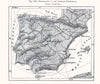 Railroads of the Iberian Peninsula. Spain Portugal. Sketch map 1885 old