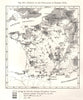 Density of the Population in France (1872). Sketch map 1885 old antique