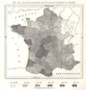 Educational Condition of France. Illiteracy. Sketch map 1885 old antique