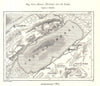 Morat (Murten) and its Lake. Murtensee. Switzerland. Sketch map 1885 old