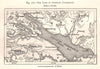The Lake Constance (Bodensee). Switzerland. Sketch map 1885 old antique