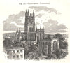 Gloucester Cathedral. Gloucestershire 1885 old antique vintage print picture
