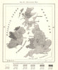 Educational Map. Illiteracy. British Isles. Sketch map 1885 old antique