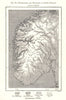 Table-lands and Highlands of South Norway. Sketch map 1885 old antique