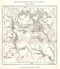 Sources of the Volga and Dvina. Ostashkov Russia. Sketch map 1885 old