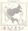 European Influence in Asia. Russian British. Sketch map 1885 old antique