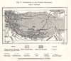Itineraries of the Tibetan Explorers. Sketch map 1885 old antique chart