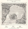 Kagoshima bay. Mount Ontake Volcano. Sakurajima. Japan. Sketch map 1885
